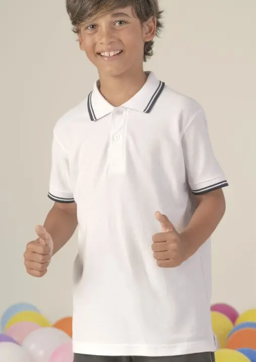Polo enfant contrasté Blanc